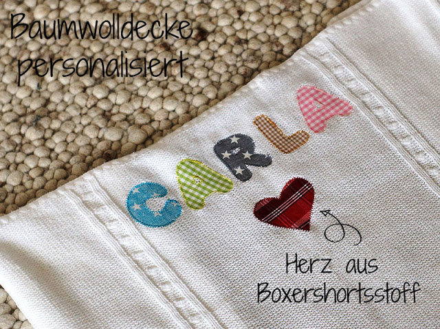 Buchstaben nähen Babydecke