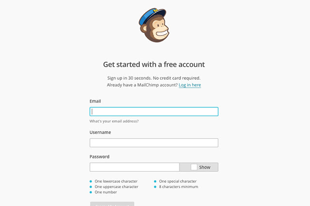 Anmeldung Mailchimp