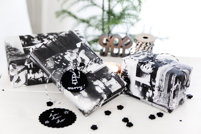 Geschenkpapier schwarz weiß