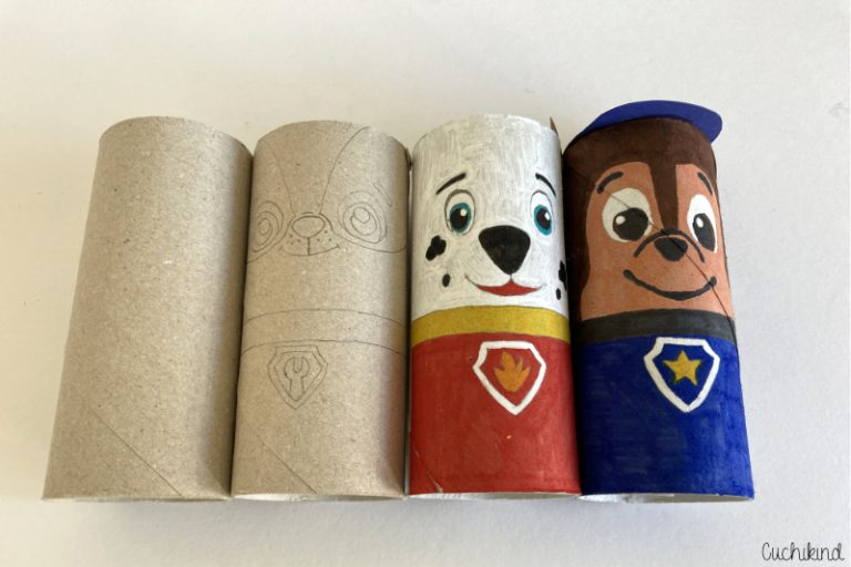 Paw Patrol basteln aus Klopapierrollen - Deko für die Paw Patrol Party