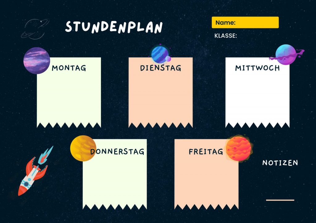Stundenplan Weltraum