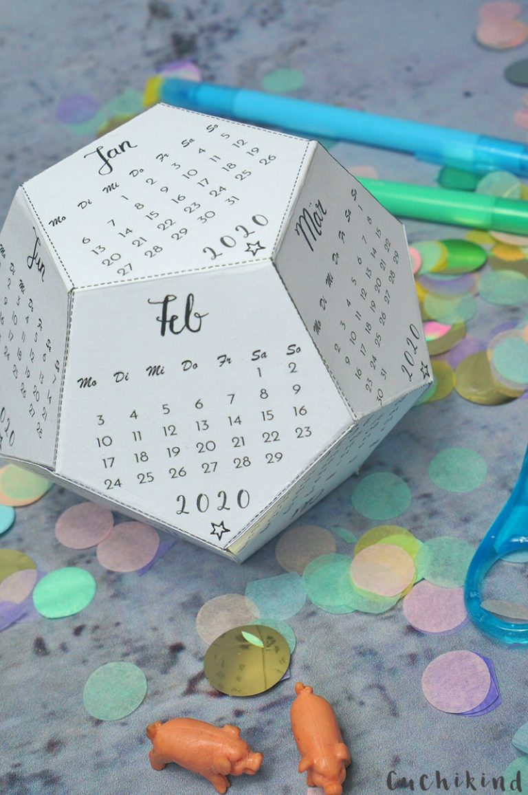 Kalender 2020 basteln - kostenlose Vorlage - Cuchikind