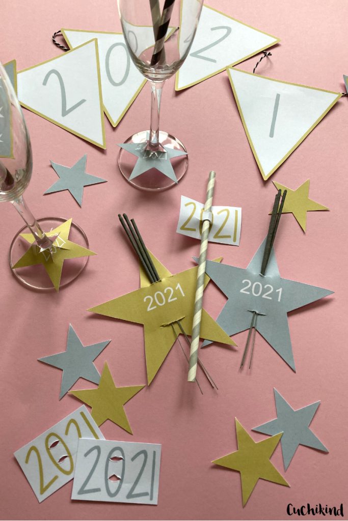 Silvesterdeko DIY - kostenlose Vorlagen zum Nachbasteln - Cuchikind